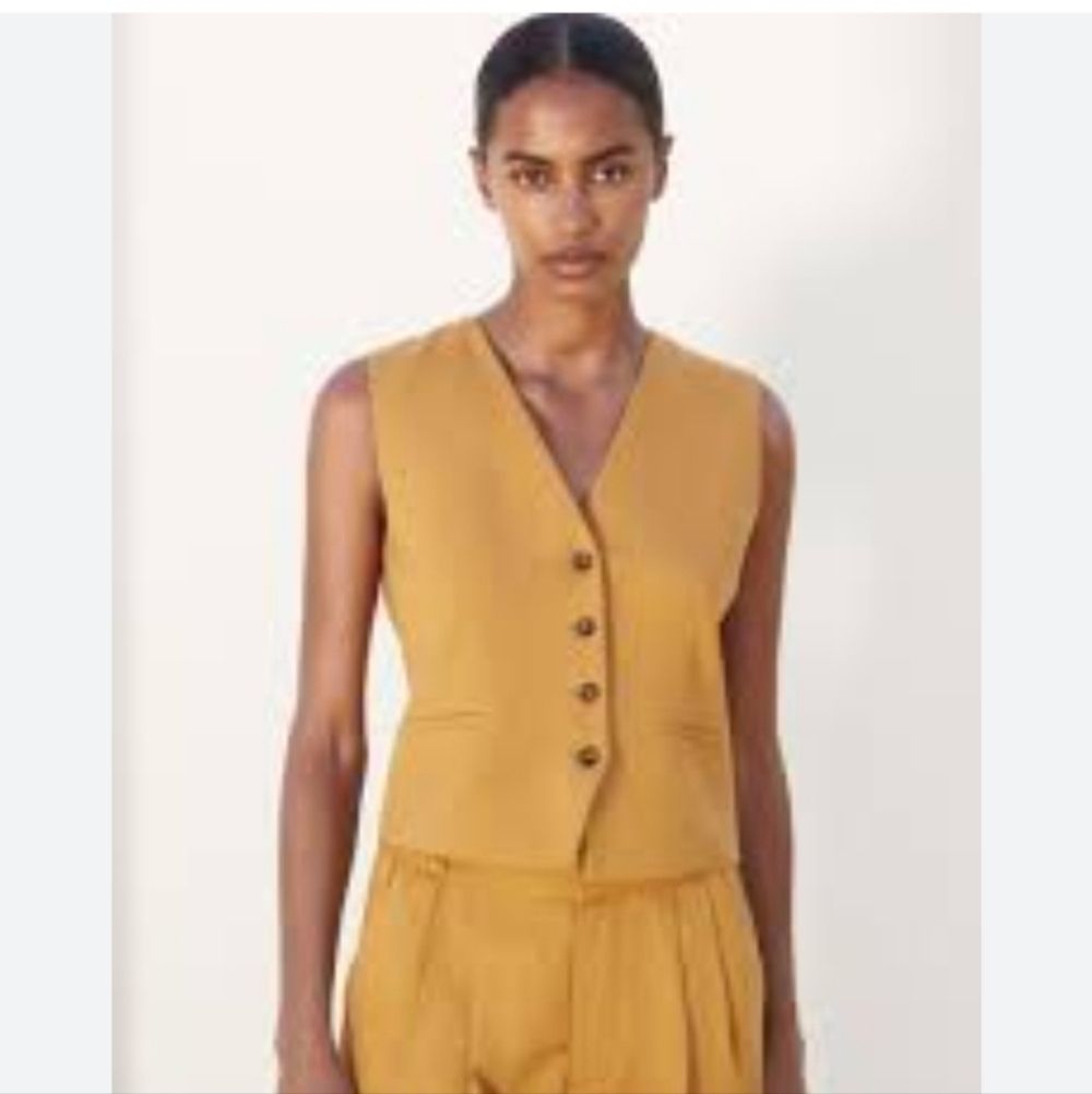 ZARA CLASSIC POCKETED VEST S mostaza 7625 732